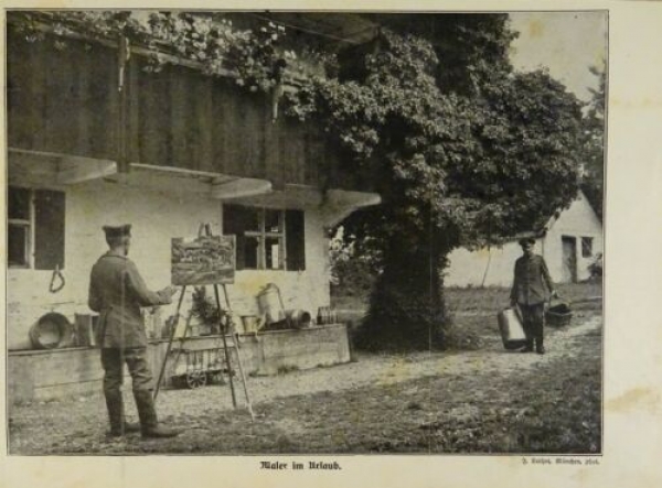 1917 - alter Druck - Maler im Urlaub